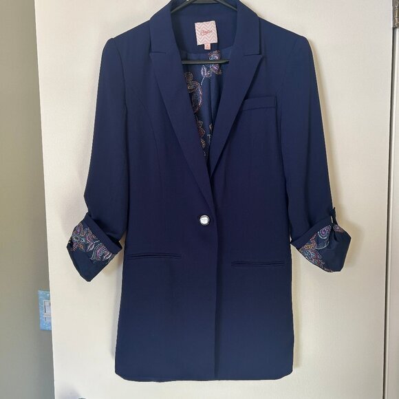 NEW (NWOT) Candie's dark blue blazer w/ paisley lining sz S - Picture 4 of 9